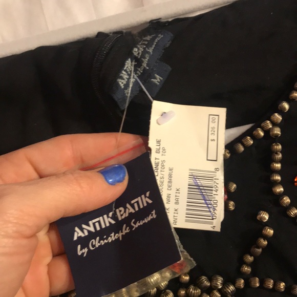 ANTIK BATIK beaded studded top NWT $326 sz M 4 - Picture 4 of 5